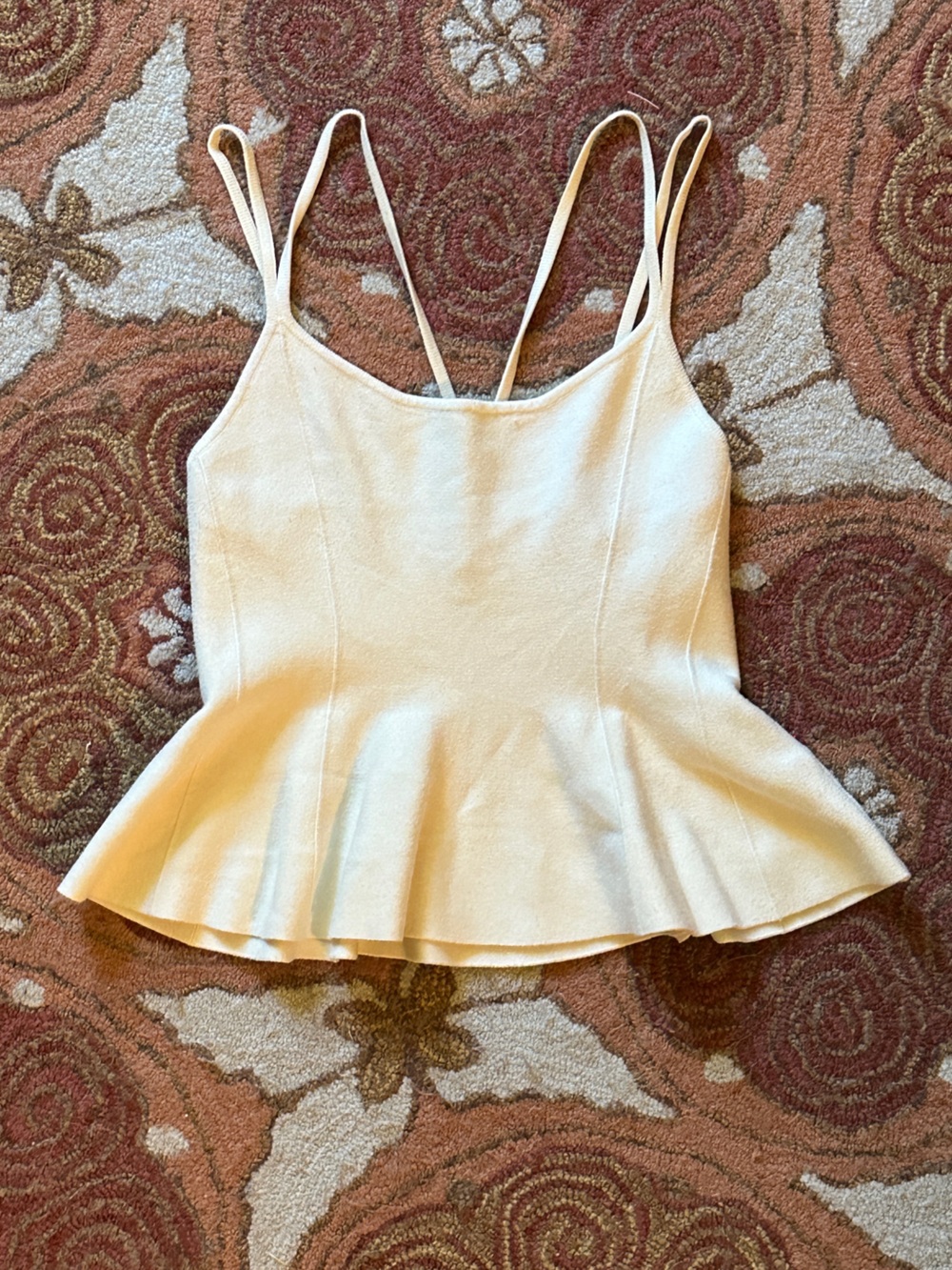 Anthropologie Women's Cream Strappy Peplum Tank Top